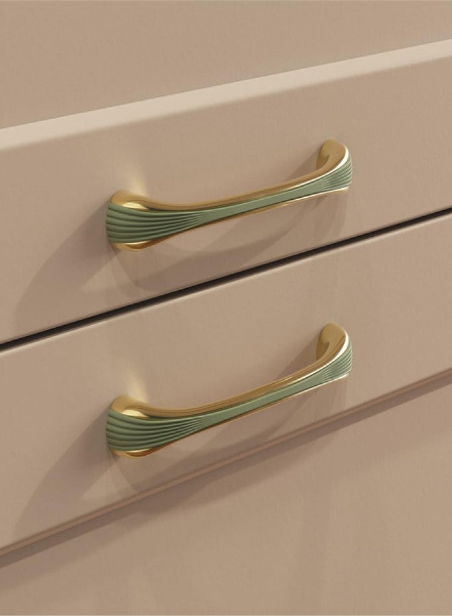 LAPO مجموعة مقابض أدراج لابو مكونة من 6 قطع للمطبخ، مقابض سحب للخزائن والأدراج، مقابض نوافذ (4 بوصة، أخضر-ذهبي، عبوة من 6 قطع) - Image 1